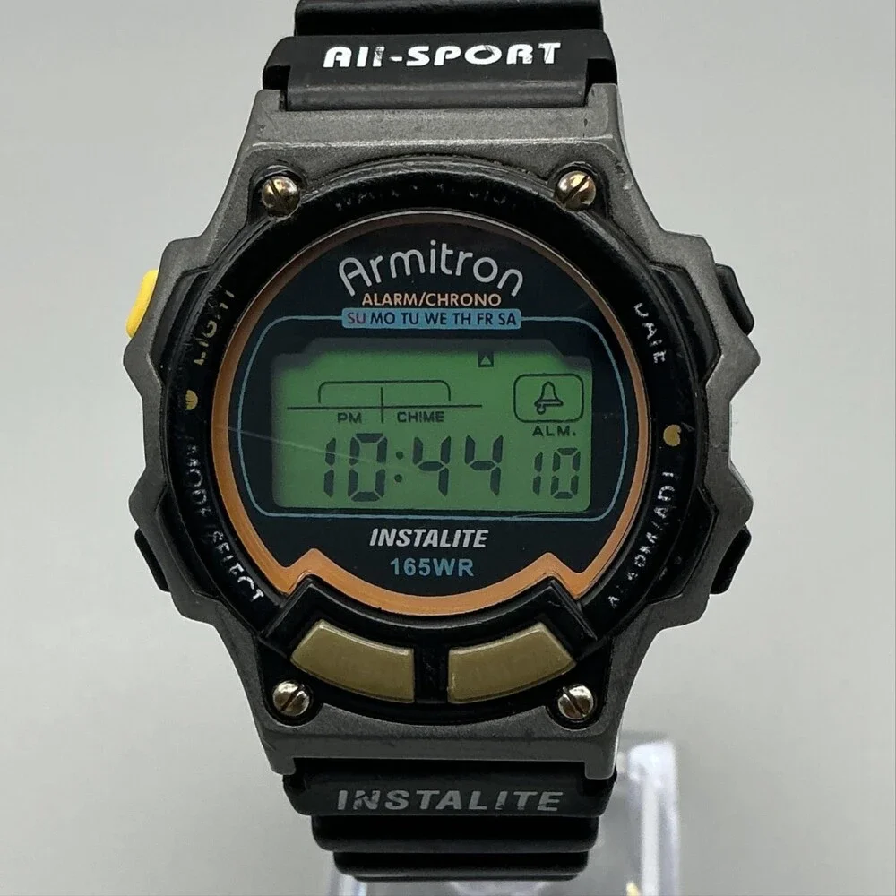 Armitron All-Sport Instalite Mens Watch 40mm Green Digital Alarm 40/6595